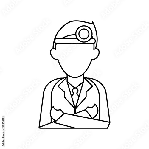 doctor crossed arms wearing head mirror medical consultation outline vector illustration