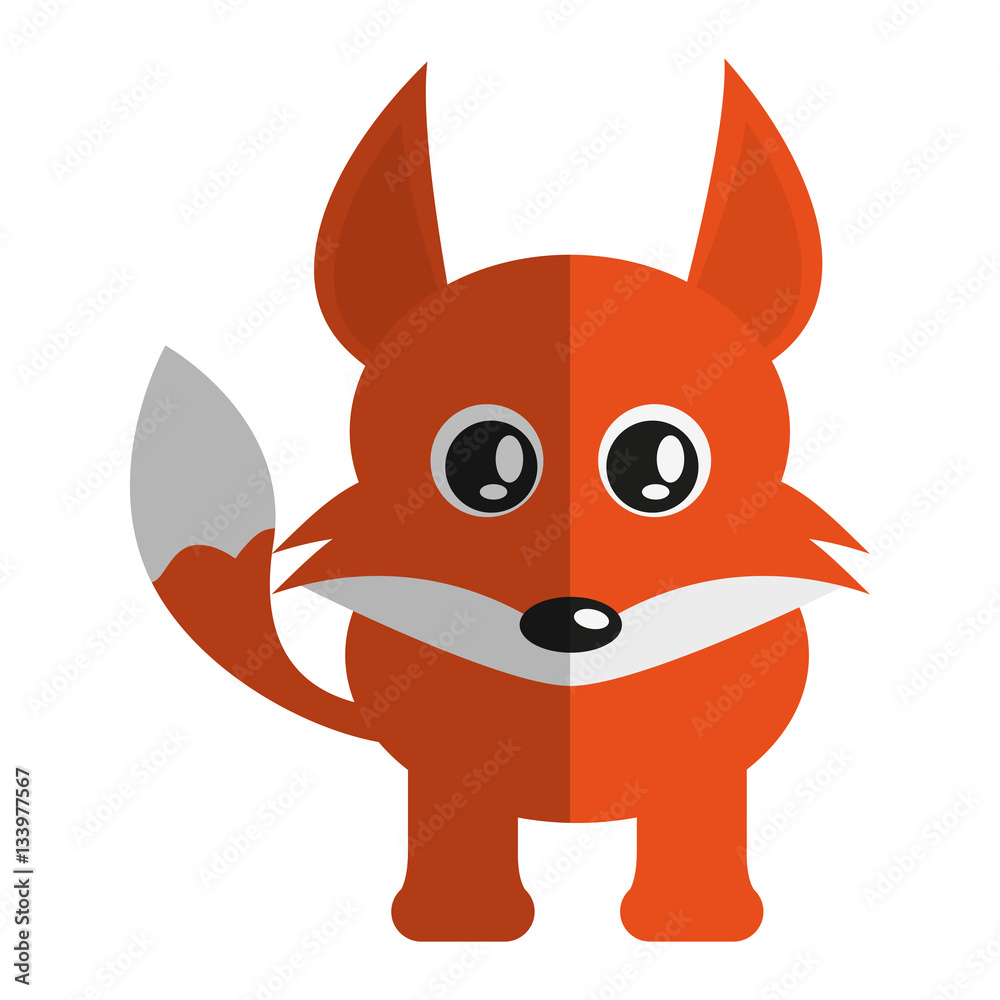 cute fox animal cartoon icon over white background. colorful design. vector illustration