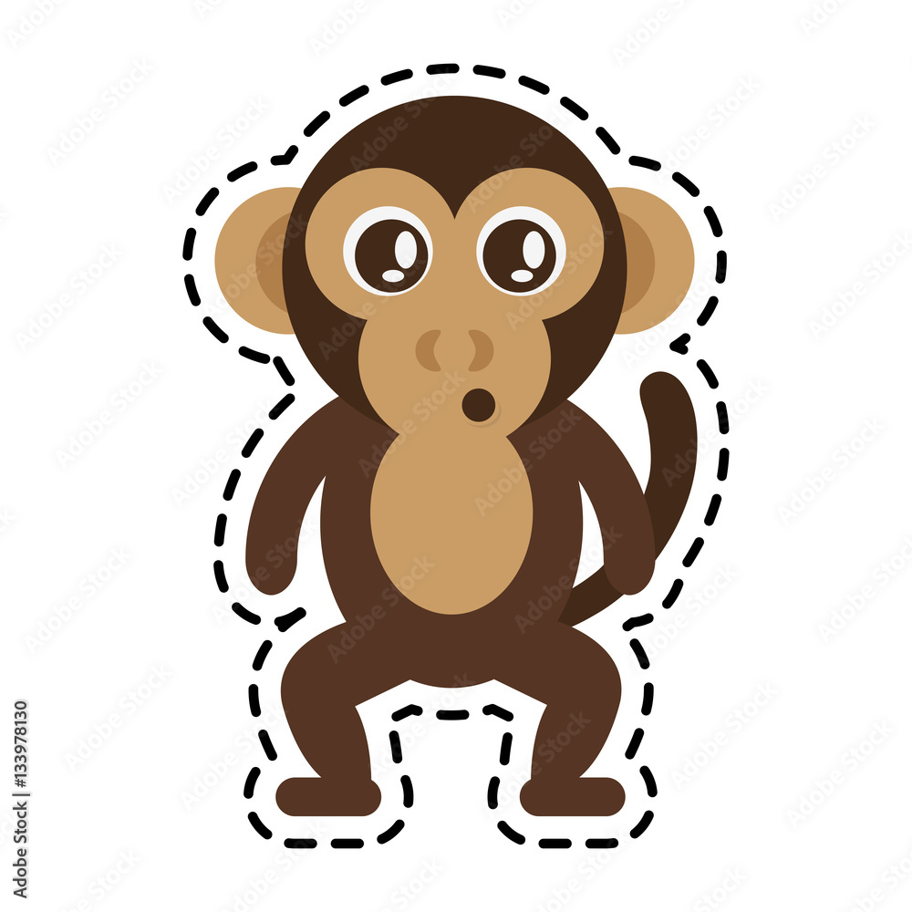 Obraz premium cute monkey animal cartoon icon over white background. colorful design. vector illustration