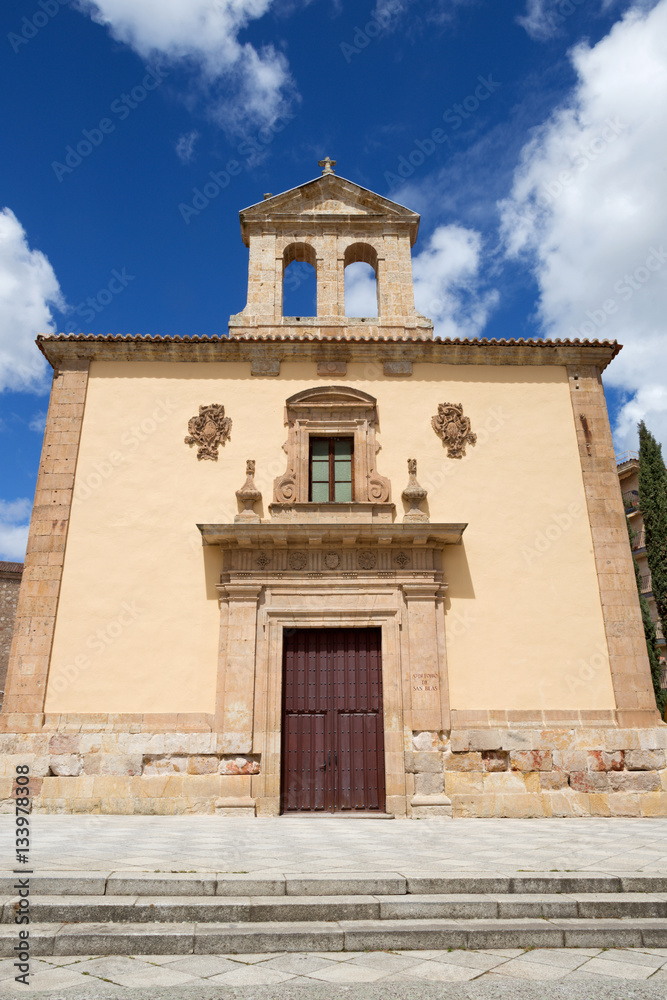 SALAMANCA, SPAIN, APRIL - 17, 2016:  The portal of church Iglesia de San Blas with the St. of Holy Jose de Larra de Churriguera (18. cent.).