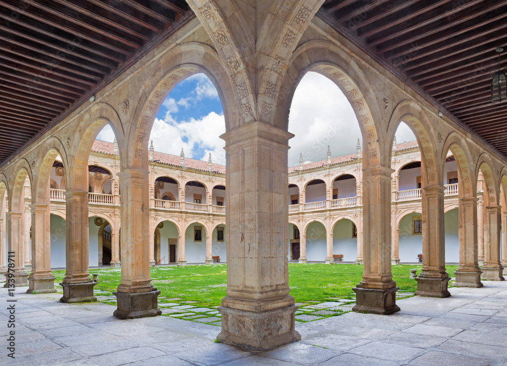 SALAMANCA, SPAIN, APRIL - 17, 2016: The atrium of Colegio Arzobispo Fonseca.