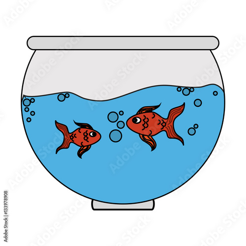 fishbowl cartoon icon over white background. colorful design. vector illustration
