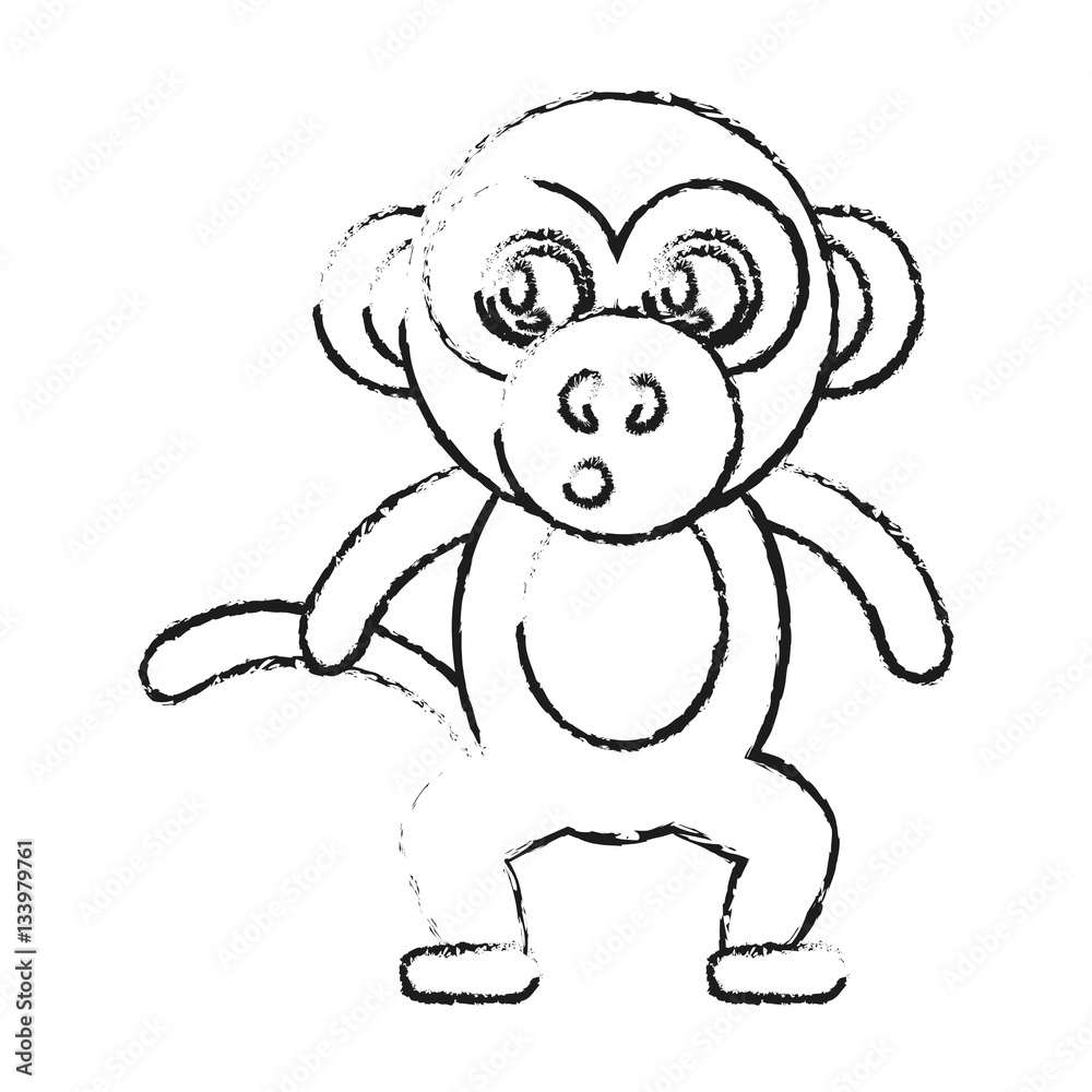 monkey animal cartoon icon over white background. vector illustration monkey animal cartoon icon over white background. vector illustration