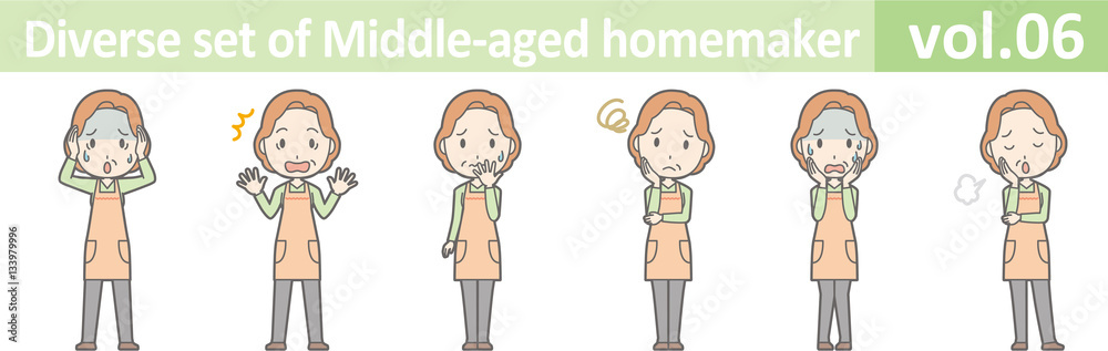 Diverse set of middle-aged homemaker, EPS10 vol.06 Diverse set of middle-aged homemaker, EPS10 vol.06