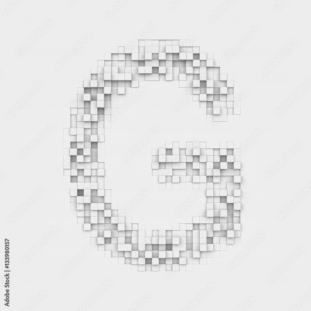 Rendering large letter G made up of white square uneven tiles