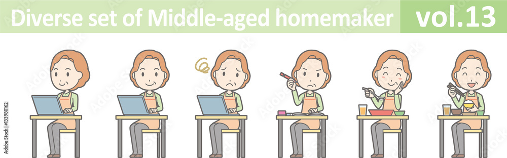Diverse set of middle-aged homemaker, EPS10 vol.13 Diverse set of middle-aged homemaker, EPS10 vol.13