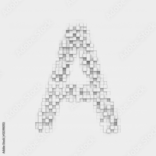 Rendering large letter A made up of white square uneven tiles