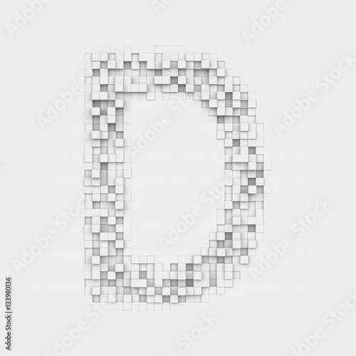 Rendering large letter D made up of white square uneven tiles