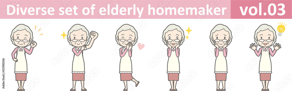 Diverse set of elderly homemaker, EPS10 vol.03 Diverse set of elderly homemaker, EPS10 vol.03