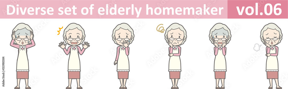 Diverse set of elderly homemaker, EPS10 vol.06 Diverse set of elderly homemaker, EPS10 vol.06