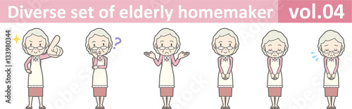 Diverse set of elderly homemaker, EPS10 vol.04