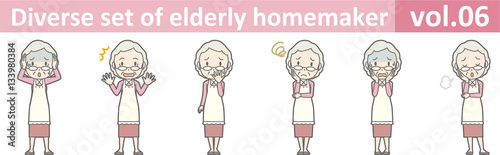 Diverse set of elderly homemaker, EPS10 vol.06