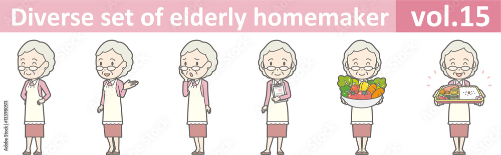 Diverse set of elderly homemaker, EPS10 vol.15 Diverse set of elderly homemaker, EPS10 vol.15