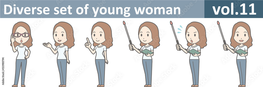 Diverse set of young woman, EPS10 vol.11