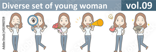 Diverse set of young woman, EPS10 vol.09