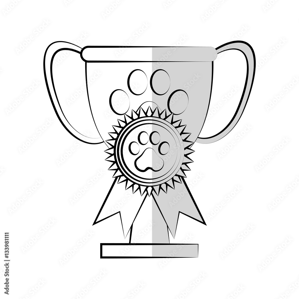 pet-competition-trophy-and-medal-icon-over-white-background-vector