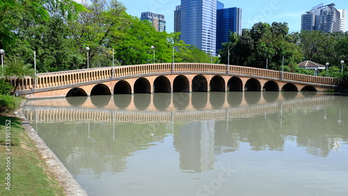 Concrete bridge over the canal photo