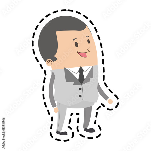 happy businessman cartoon icon over white background. colorful design. vector illustration