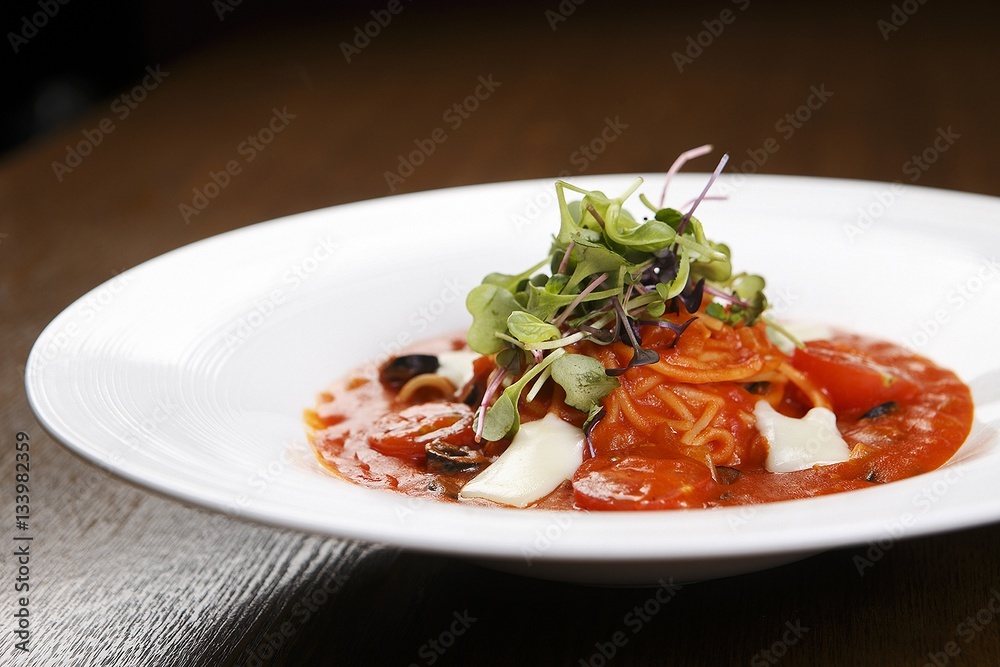 pomodoro pasta on plate pomodoro pasta on plate