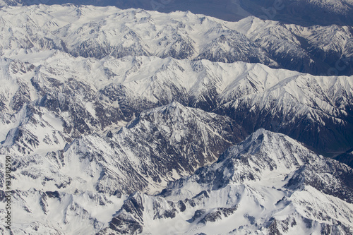 Top view of the Himalayan mountains in Tibet