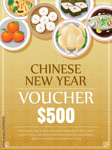 chinese new year sale voucher design template