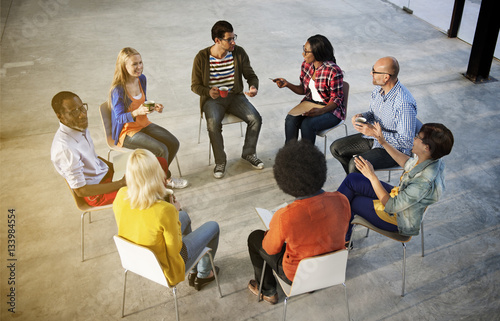 People Meeting Discussion Brainstorming Talking Communication Co