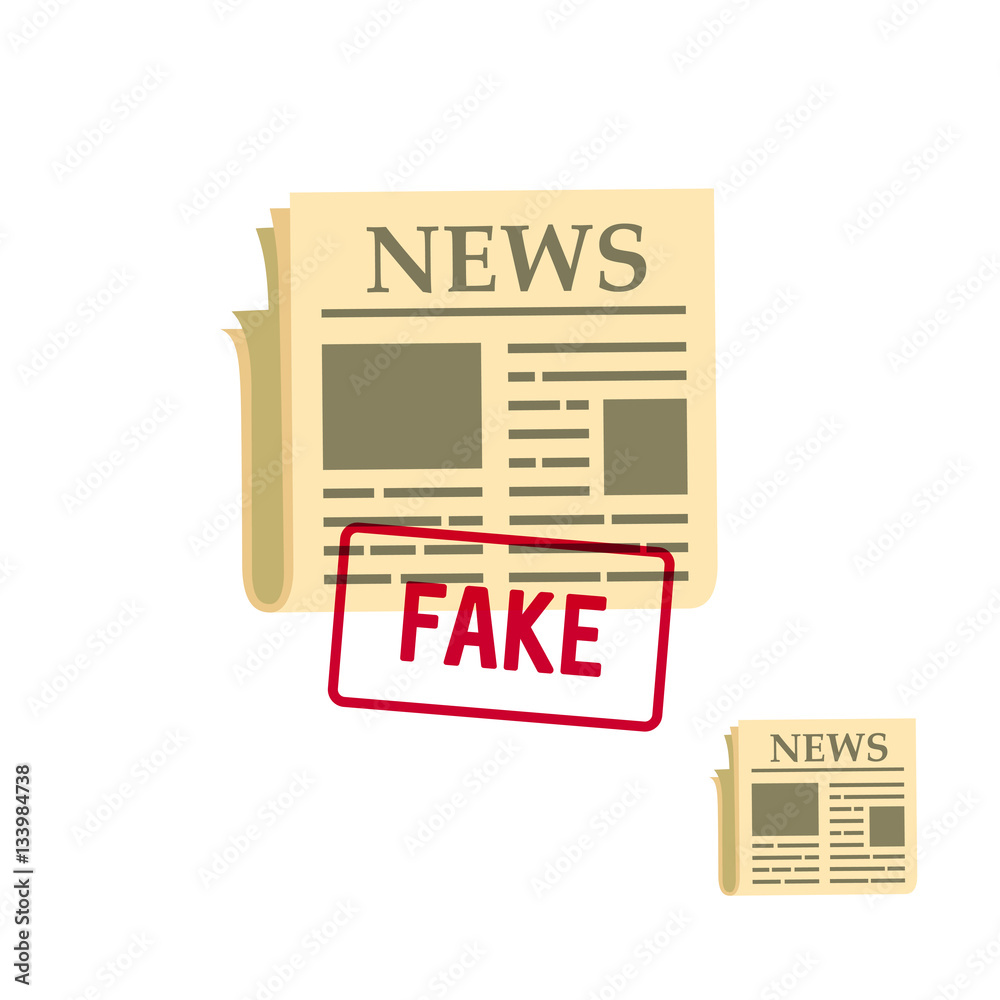 flat newspaper icon with fake stamp, vector illustration flat newspaper icon with fake stamp, vector illustration