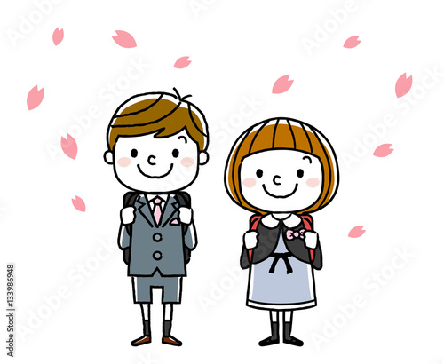 入学式イメージ：男の子と女の子
