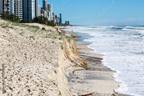 Fotografia, Obraz Beach erosion after storm activity Gold Coast Australia
