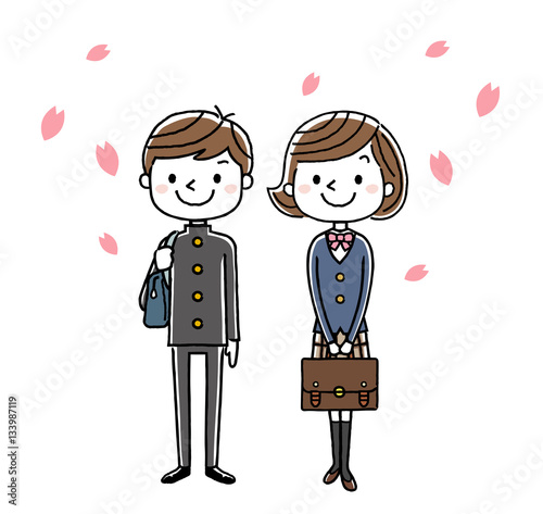 入学式イメージ：男の子と女の子
