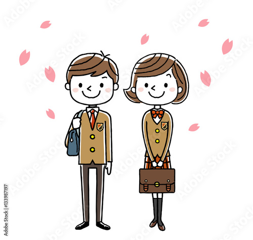 入学式イメージ：男の子と女の子
