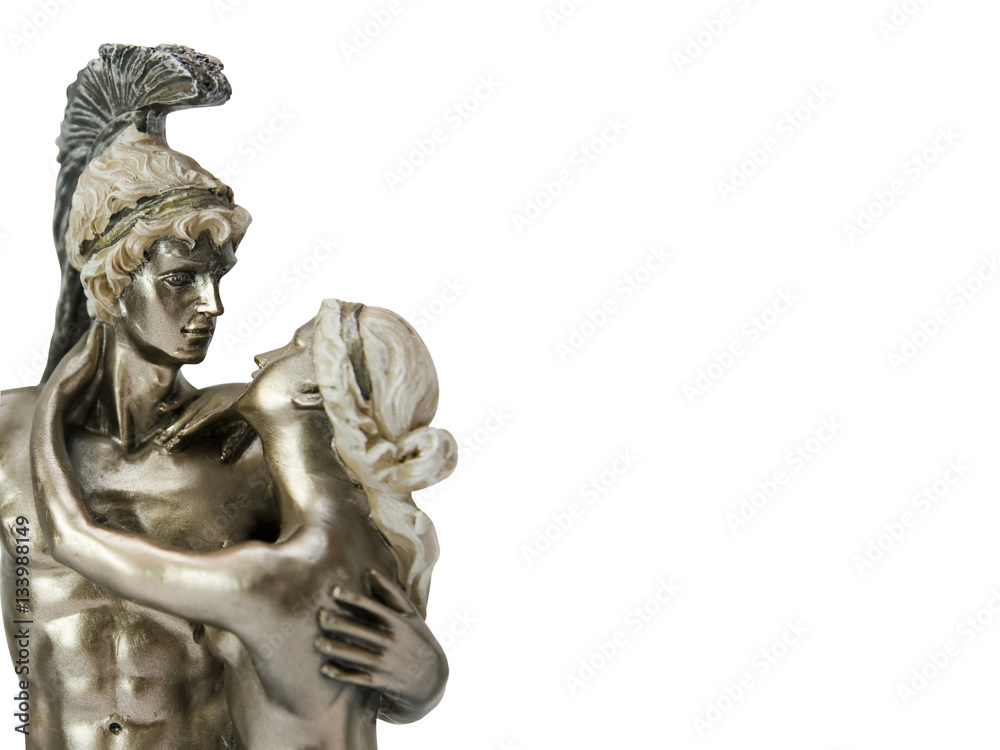 Apollo and Aphrodite statue isolated couple in love background with copy space
