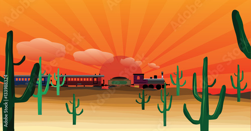 western scene with train