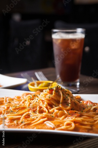 rose pasta on plate