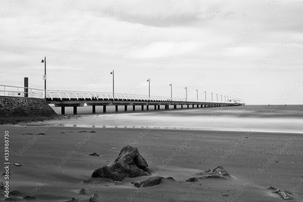 Shorncliffe Pier in the late afternoon in Queensland, Australia.