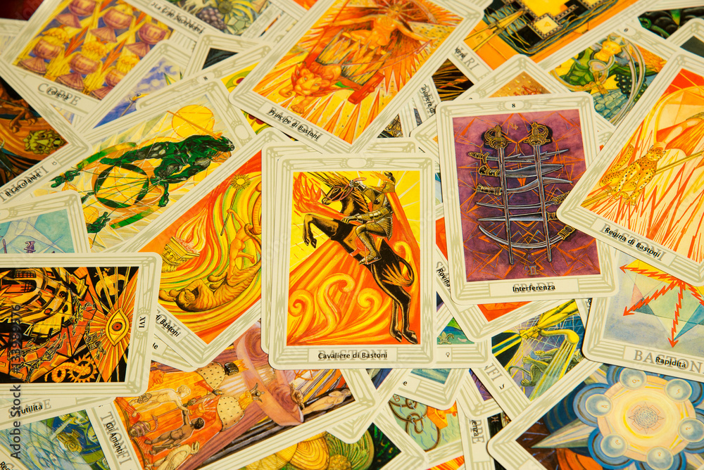 Tarot card Knight of Wands. Thoth deck. foto de Stock | Adobe Stock