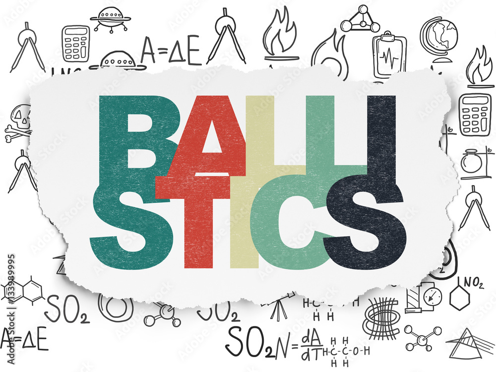 Science concept: Ballistics on Torn Paper background