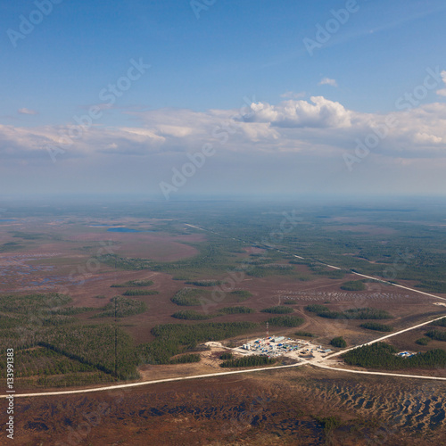 Oil base on oilfield in West Siberia  top view