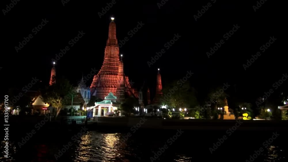 Temple of Dawn (Wat Arun). Avery famous landmark, the Temple is an awe inspiring sight at night when lit by dozens of colourful lights. The Chao Phraya River is known as 'The Venice of The East'. Temple of Dawn (Wat Arun). Avery famous landmark, the Temple is an awe inspiring sight at night when lit by dozens of colourful lights. The Chao Phraya River is known as 'The Venice of The East'.