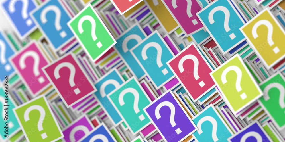 Infinite question marks cards, 3d rendering Infinite question marks cards, 3d rendering