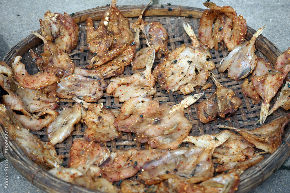 Dry fish on the street Dry fish on the street