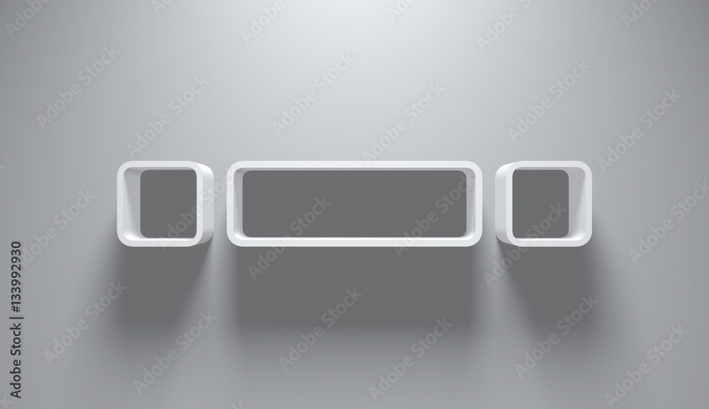 3D Illustration - Empty Round Bookshelves on wall