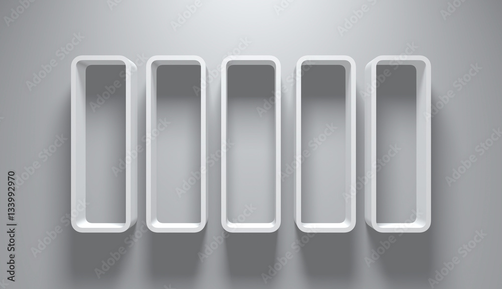 3D Illustration - Empty Round Bookshelves on wall 3 3D Illustration - Empty Round Bookshelves on wall 3