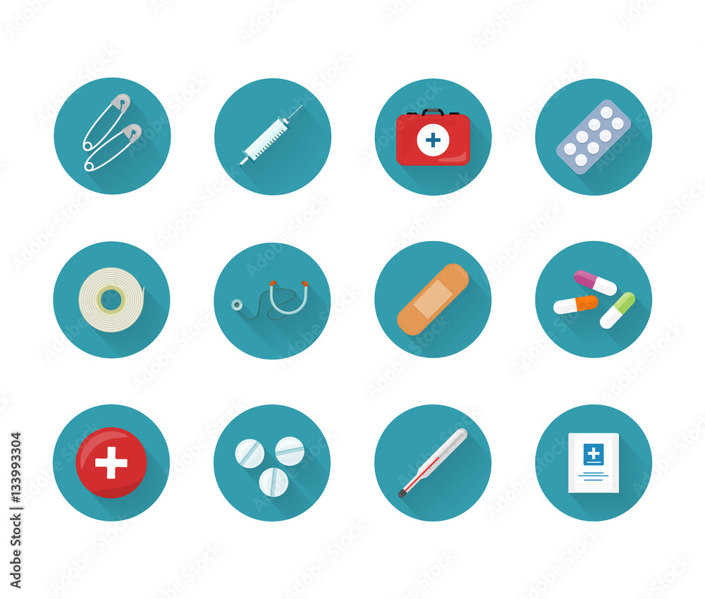 Medicine Icons Set Collection on Web Buttons. Medicine Icons Set Collection on Web Buttons.