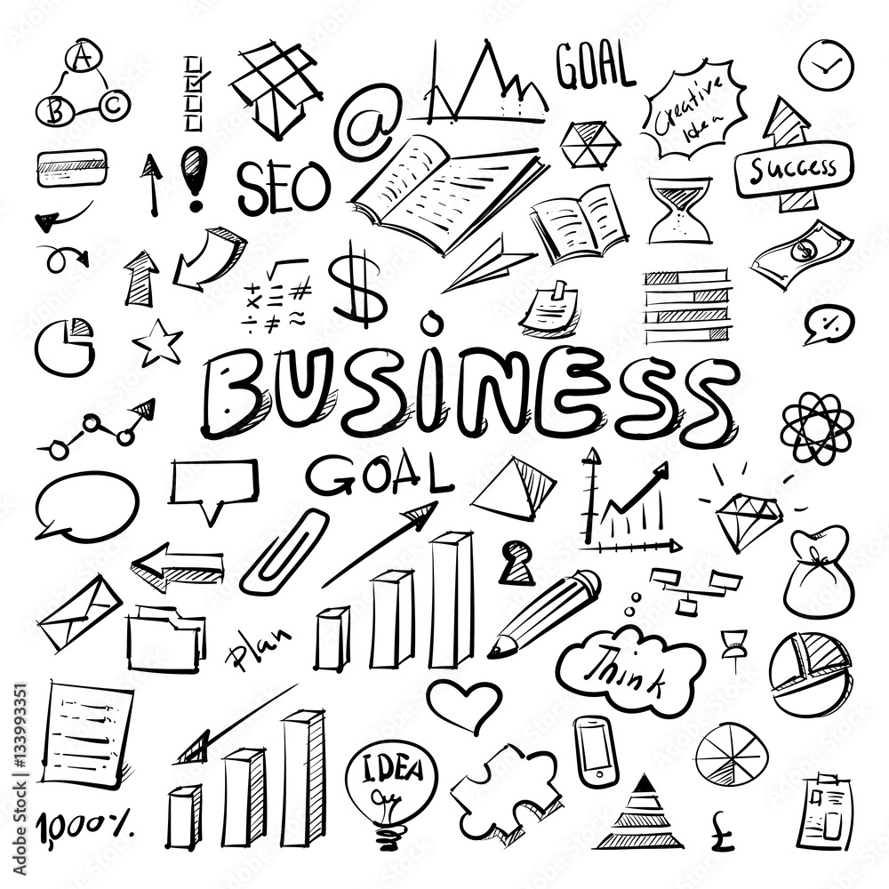 Business Idea doodles clip art illustration, Hand draw vector il