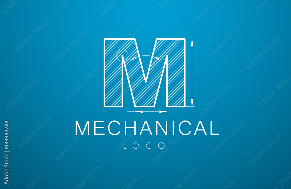 logo letter M in the style of a technical drawing logo letter M in the style of a technical drawing
