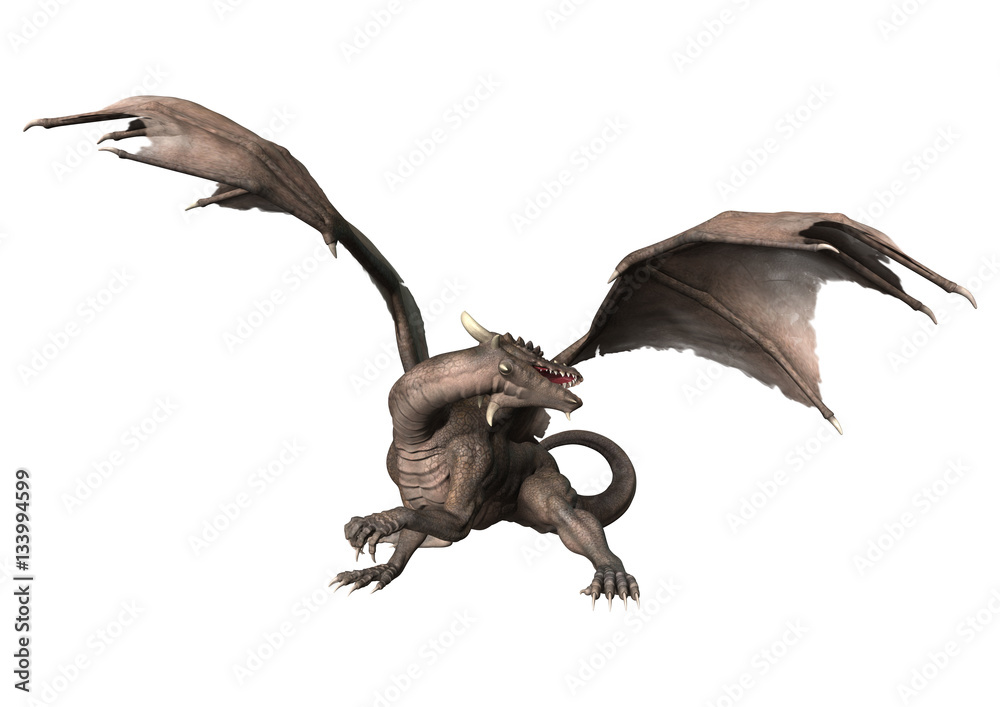 Fototapeta premium 3D Rendering Fantasy Dragon on White
