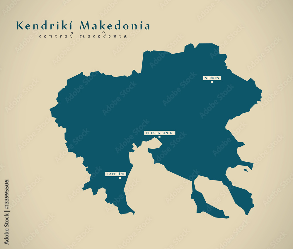 Modern Map - Kendriki Makedonia Greece GR illustration