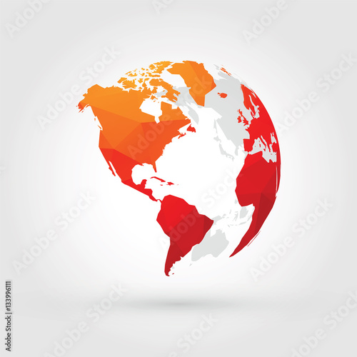 orange red globe north, central and south america