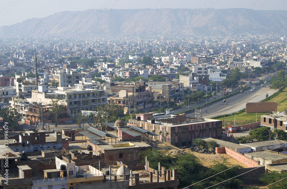 landscape of the city of Jaipur in India the top view
